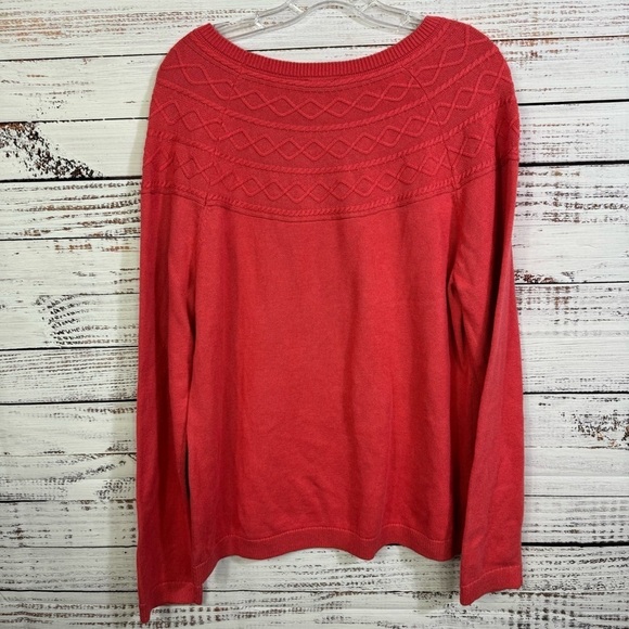 Talbots knit textured size x large pink cotton long sleeve crew neck sweater - Picture 5 of 7